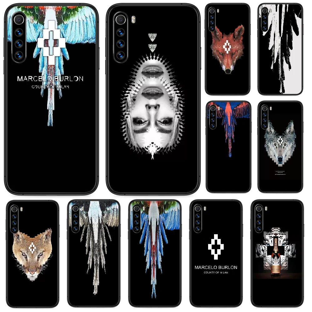 Marcelo Luxury Wings Brand Phone case For Xiaomi Redmi Note 4A 4X 5 6 6A 7 7A 8 8A 4 5A 8T Plus Pro black cell cover 3D back | Мобильные