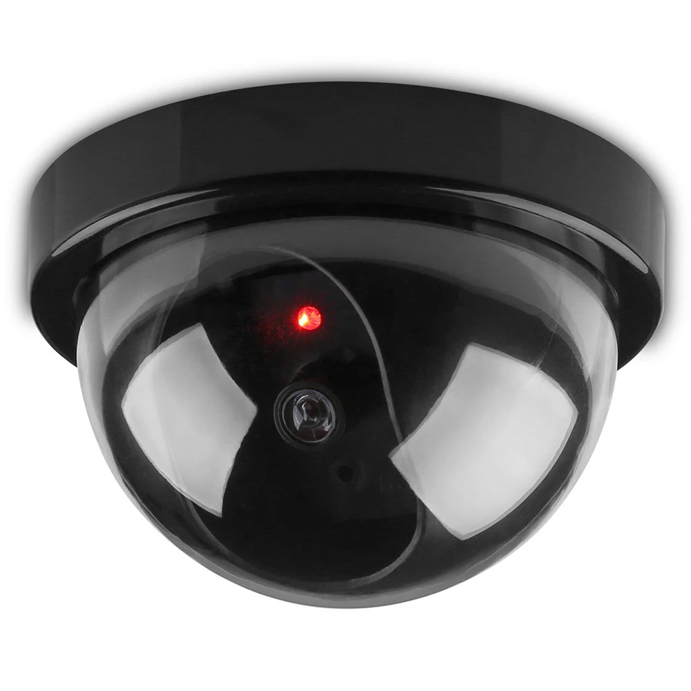 HONTUSEC-cámara simulada de domo falso para interior, cámara de seguridad CCTV con luz LED roja intermitente, vigilancia CCTV