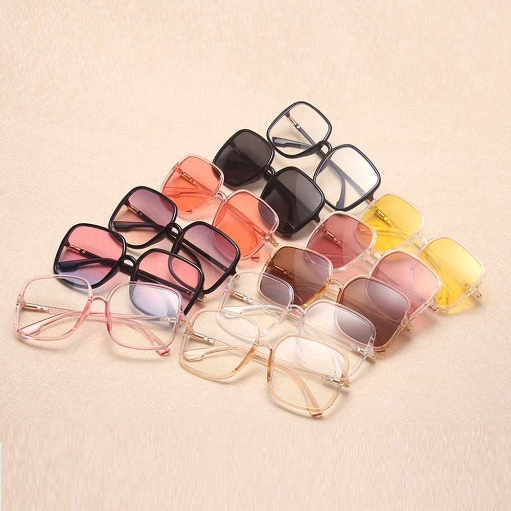

Korean Personality Oversized Square Kids Sunglasses Girl Boy Street Beat Eyeglasses Transparent Color PC Frame Child Sunglasses