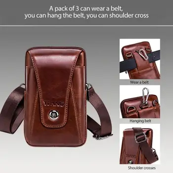 

Vintage Leather Crossbody Bag Small Handbag Shoulder Bags Belt Loop Waist Phone Pouch Purse for Men and Boys X7XC