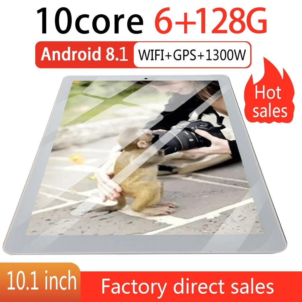  P10 Fashion Tablet 10.1 Inch HD Large Screen Android 8.10 Version Fashion Portable Tablet 6G+128G G