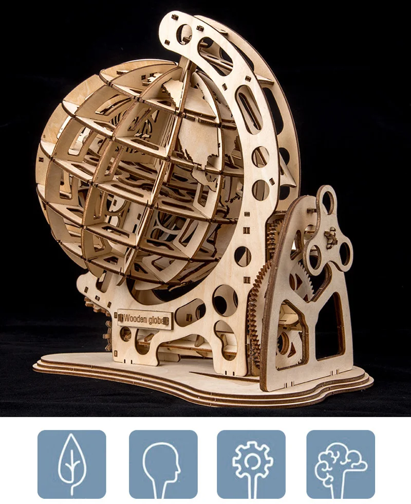Modelo de Transmissão 3d de Madeira Crianças Mecânica Pêndulo Globo Faça Você Mesmo Puzzle Miúdo Presentes Criativos 3 mecânica pêndulo globo diy modelo de transmissão