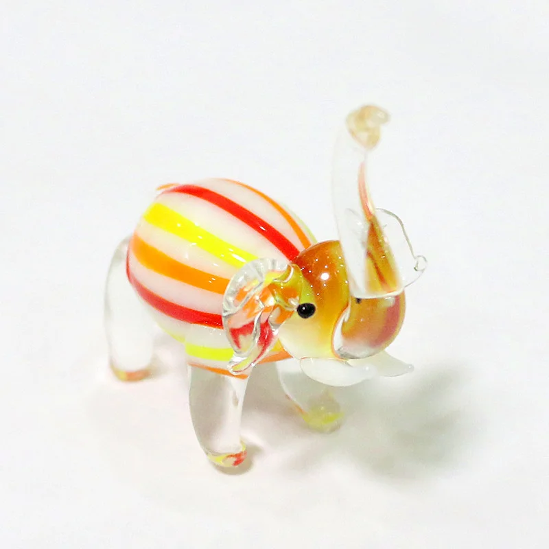 Handmade Murano Glass Elephant Figurines Home Room Desktop Christmas Decoration Ornaments Miniature Rural Style Animals Statue