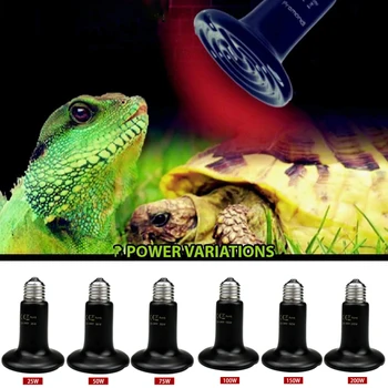 

10Pcs E27 Pet Heating Light 25W 50W 75W 100W 150W 200W Infrared Ceramic Emitter Heat Bulb Black For Reptile Pet Brooder Lamp