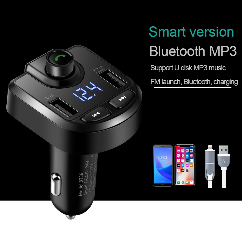 3.4A многофункциональный MP3-плеер Bluetooth приемник без потерь Музыкальный прикуриватель Автомобильный MP3 зарядное устройство двойной USB Автомобильное быстрое зарядное устройство