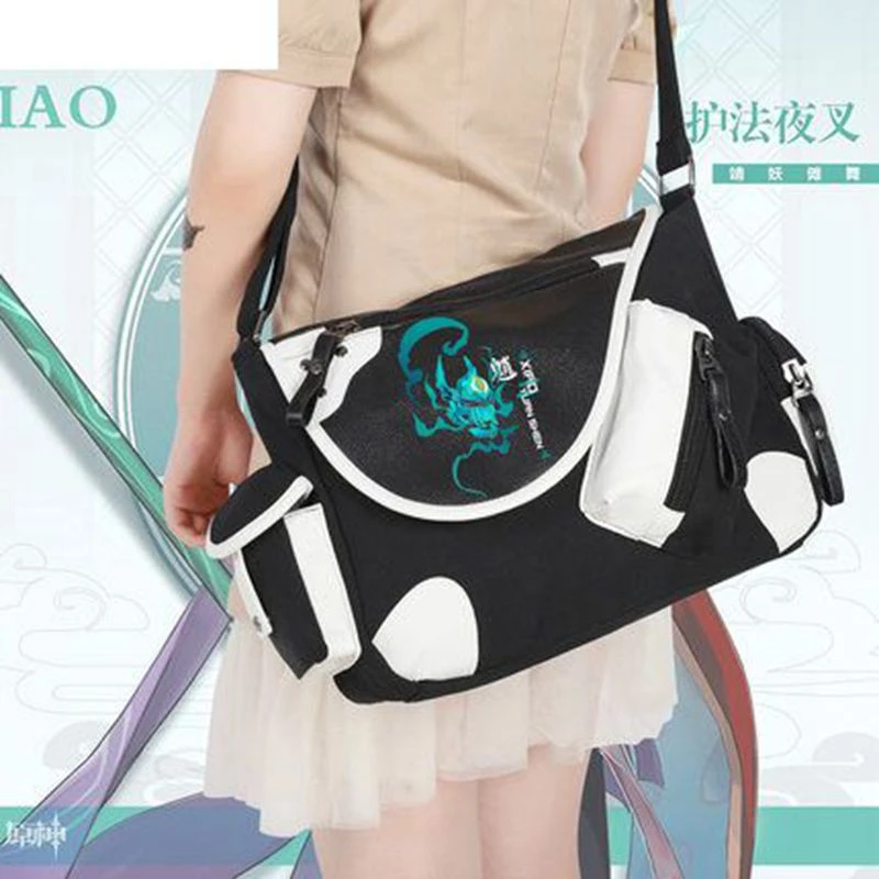 Bolso bandolera de lona para estudiantes, bolsa de hombro de estilo casual, animación impacto periférica, a la nuevo juego Genshin| | - AliExpress