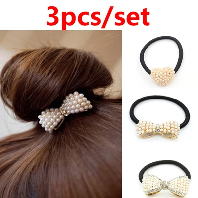 3pcs Style 10 Женские резинки тиара бант из атласной ленты Эластичная резинка для волос Веревка резинки конский хвост держатель резинка для девочек аксессуары для волос - Цвет: 3pcs Style 10
