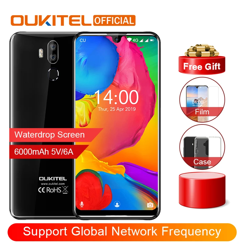 OUKITEL K9 водослива 7,1" FHD+ 1080*2244 16MP+ 2MP/8MP мобильный телефон 4GB 64GB Face ID смартфон 6000mAh 5 V/6A Быстрая зарядка OTG