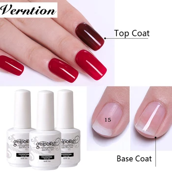 

Verntion Top and Base Coat Gel Polish for Nails Without Rubbing 15Ml Basecoat Top Coat Finish UV Lamp Clean Gel Polish Off White