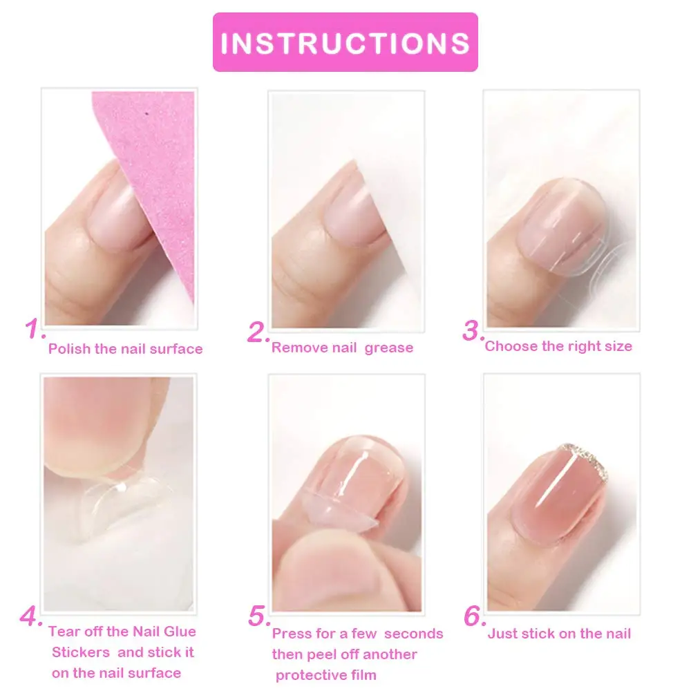 Double-Sided Nail Adhesive Stickers Breathable Transparent Bendable Fake Nail Glue for Women and Girls