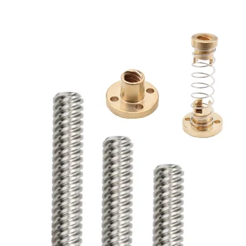 

3d printer parts set lead 8mm cnc trapezoid screw Rod100-500MM Elimination Gap Spring Loaded Brass Nut stepper motor Accessories