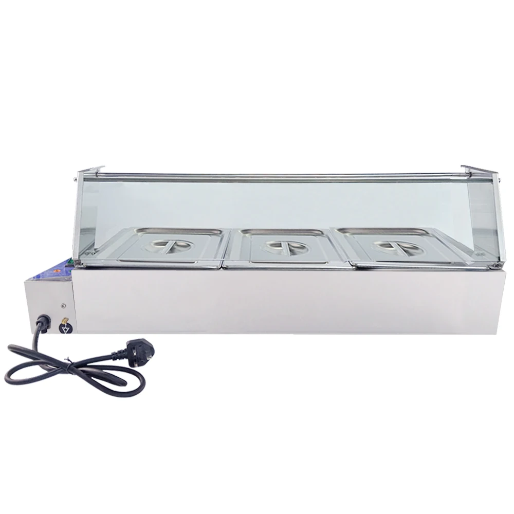 

3 Pans Commercial Buffet Machine Wet Heat Food Warmer Hot Soup Warming Stainless Steel Bain Marie Keeping Food Warming Storage