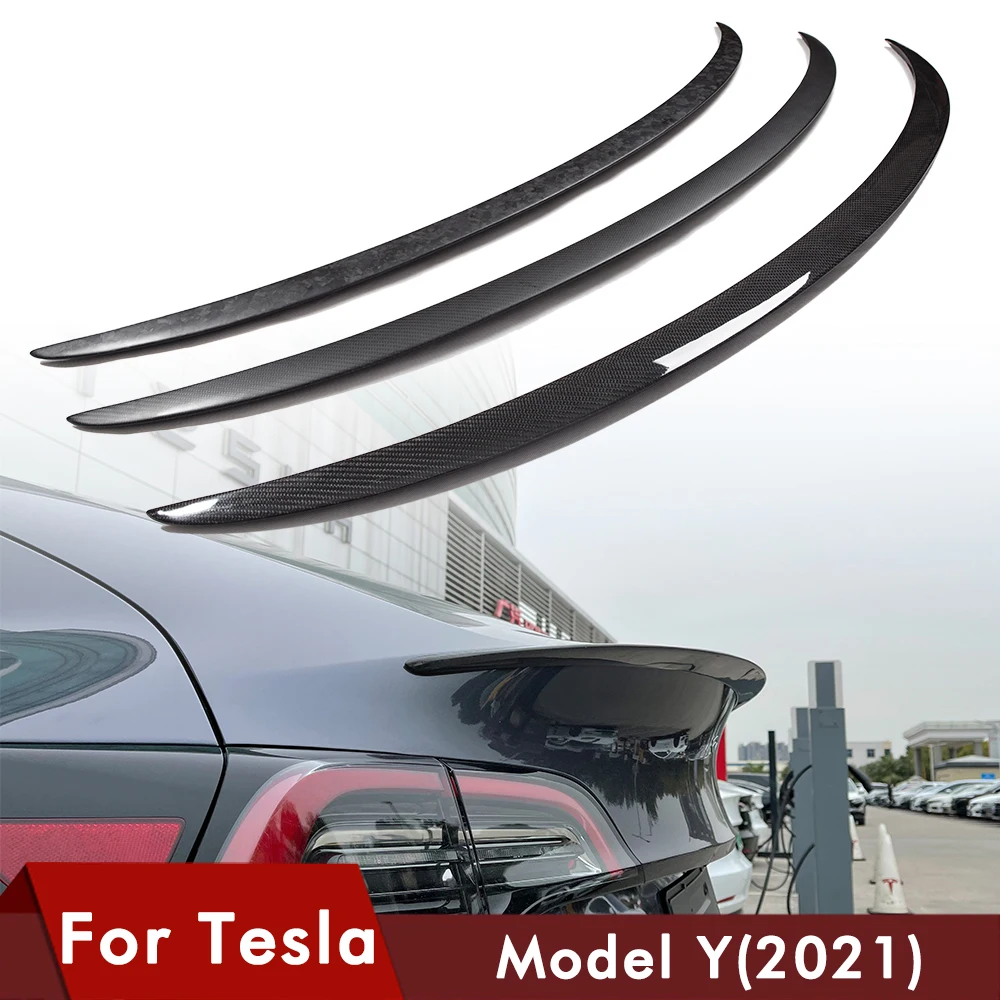 Model Y Car Trunk Wing Spoilers For Tesla Model Y 2021 Accessories Spoiler Real Carbon Fiber