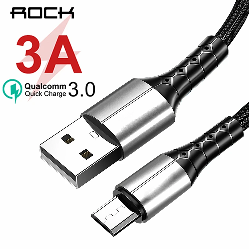 ROCK 3A Micro USB кабель для быстрой зарядки металлические нейлоновые кабели передачи