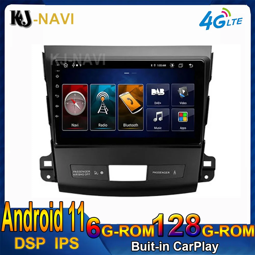 9&quot Android 11.0 Car Player Multimedia GPS Navigation For Mitsubishi Outlander 2 Citroen C-Crosser Peugeot 4007 2007-2012 | Автомобили