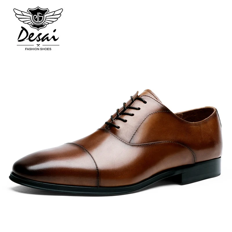 Мужские туфли оксфорды из натуральной кожи с острым носком|shoes brand|shoes pointedshoes quality |