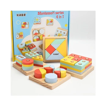 

Kids Toys Wooden Toys Montessori Materials Geometry Shape Cognitive Matching Game Puzzle Toy Early Educational Toys for Children