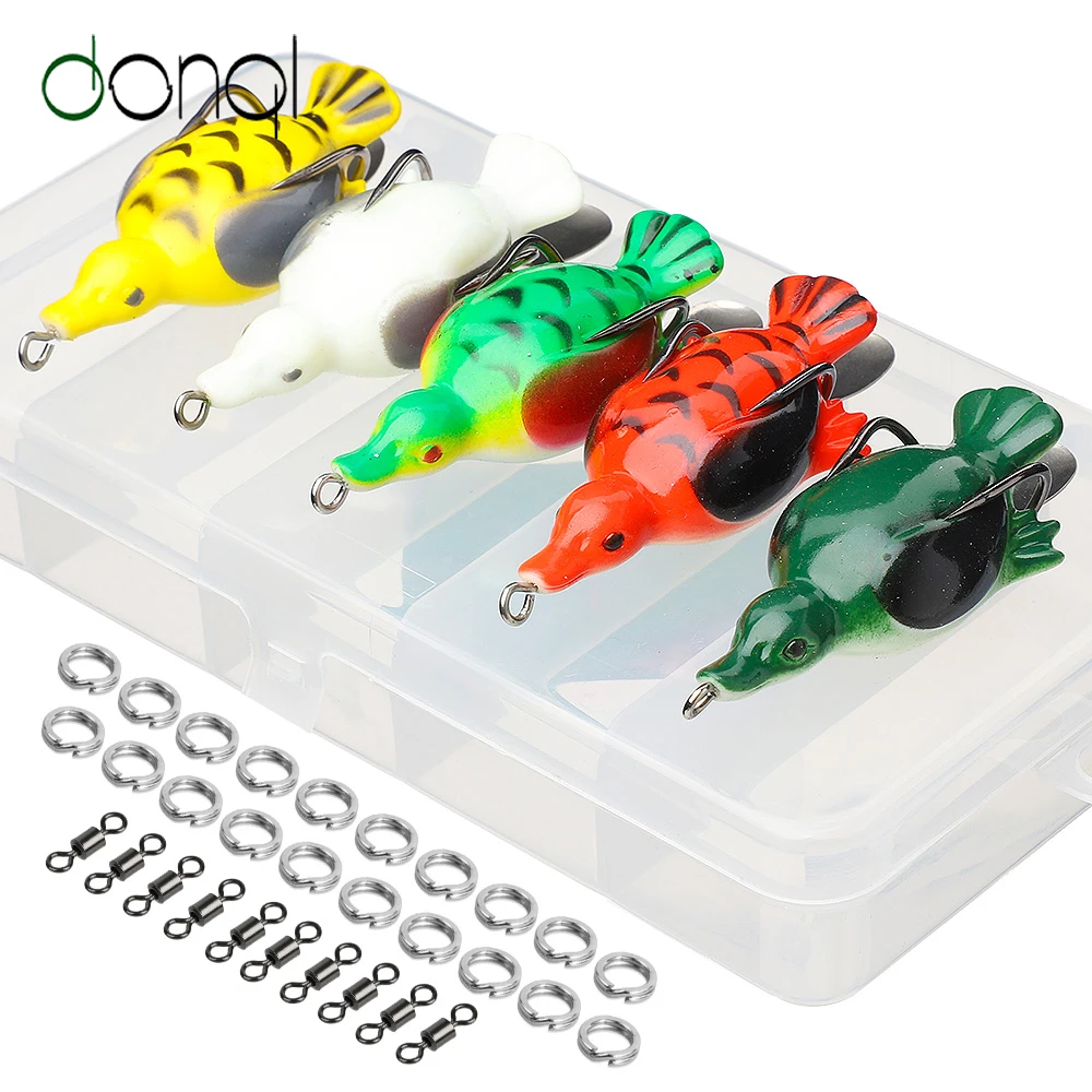 5pcs Fishing Lure Artificial Duck Soft Bait Sinking Fishing Wobblers Frog Lure