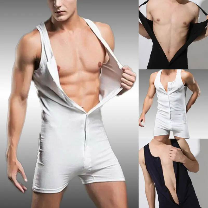 New Men's Playsuit Sexy Home Sports Breathable Cotton Union Suit