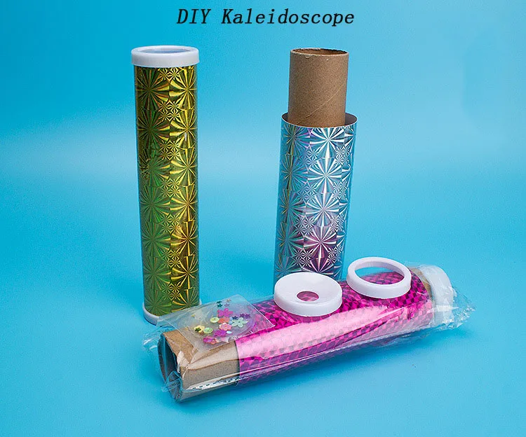 

Colorful DIY assembled homemade kaleidoscope puzzle assembling kit toy multi-prism variety visual child love to explore toy gift