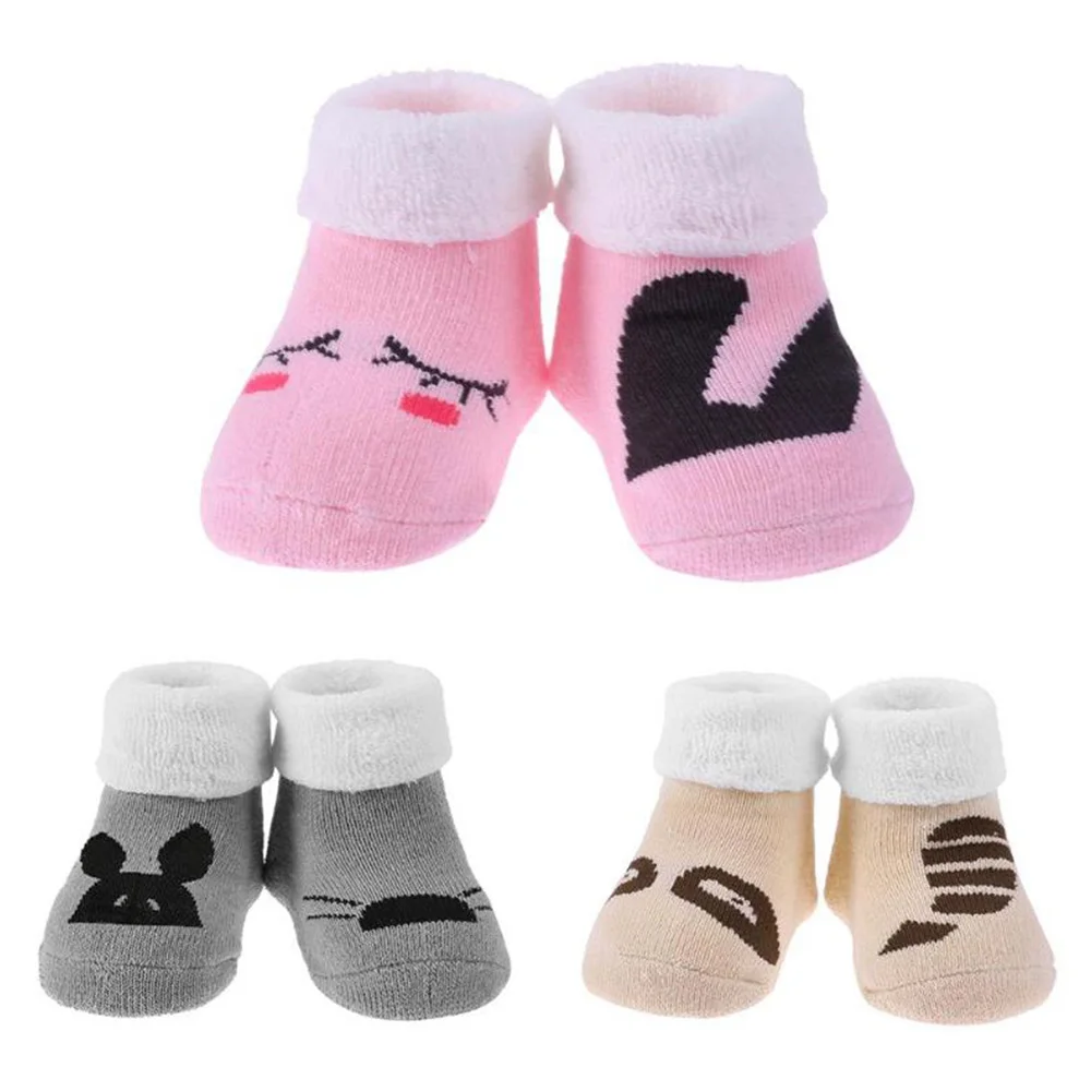 

1 Pairs Baby Socks Cotton Winter Socks Girls Boys Cute Socks Cartoon Print Loop Pile Soft Warm Socks