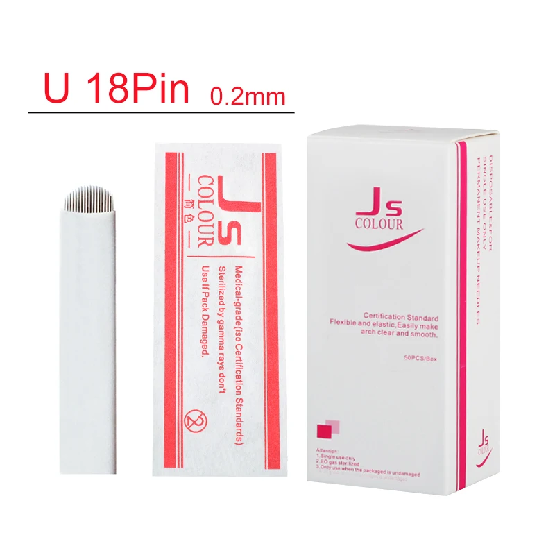 

Free Shipping 18-pin U Shape Tattoo Eyebrow Needle Manual Needle Blade 3D Embroidery 500pcs Microblading blades