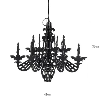 

New Matte Black Glitter Paper 3D Skeleton Chandelier Halloween Hanging Decorations Ornaments Season Festive Party Decor