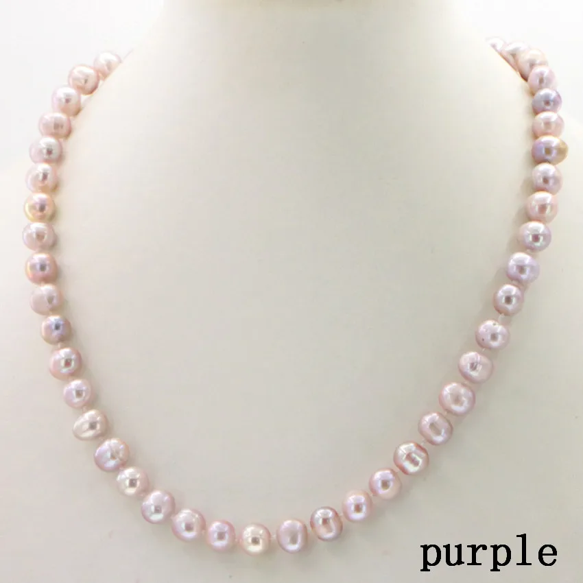 Ювелирные изделия из натурального жемчуга,, красивые ювелирные изделия! Горячая Новая мода 8-9 мм Белый Пресноводный Культивированный жемчуг ожерелье 1" женщина - Окраска металла: 8-9mm Necklace