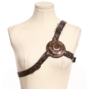 

Steampunk Victorian Chest Harness Straps Belt Accessory With Led Light Brown