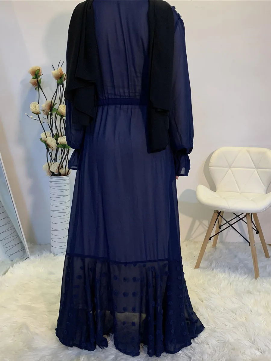 1820#Women Lovely Kaftan Modest Kimono Chiffon Open Abaya Dubai Turkey Islamic Clothing - CHAOMENG MUSLIM SHOP