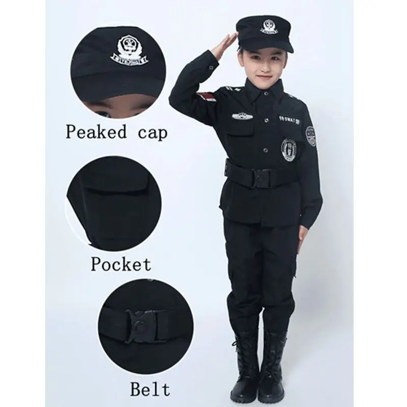 Костюм полицейского; Детский костюм для костюмированной вечеринки; костюм армейской полицейской формы; комплект одежды с длинными рукавами; униформа для боевых выступлений; TJM3002