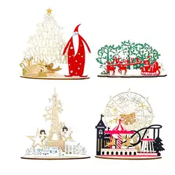 Деревянные Рождественские Цветные Печатные сращивающиеся украшения для дома, вечерние украшения, подарок для детей