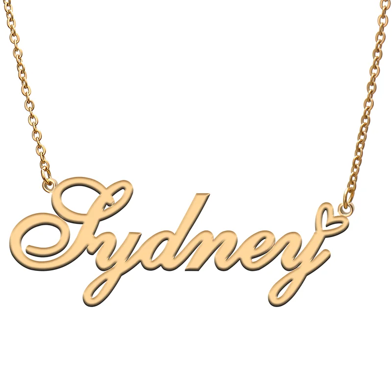

Sydney Name Tag Necklace Personalized Pendant Jewelry Gifts for Mom Daughter Girl Friend Birthday Christmas Party Present