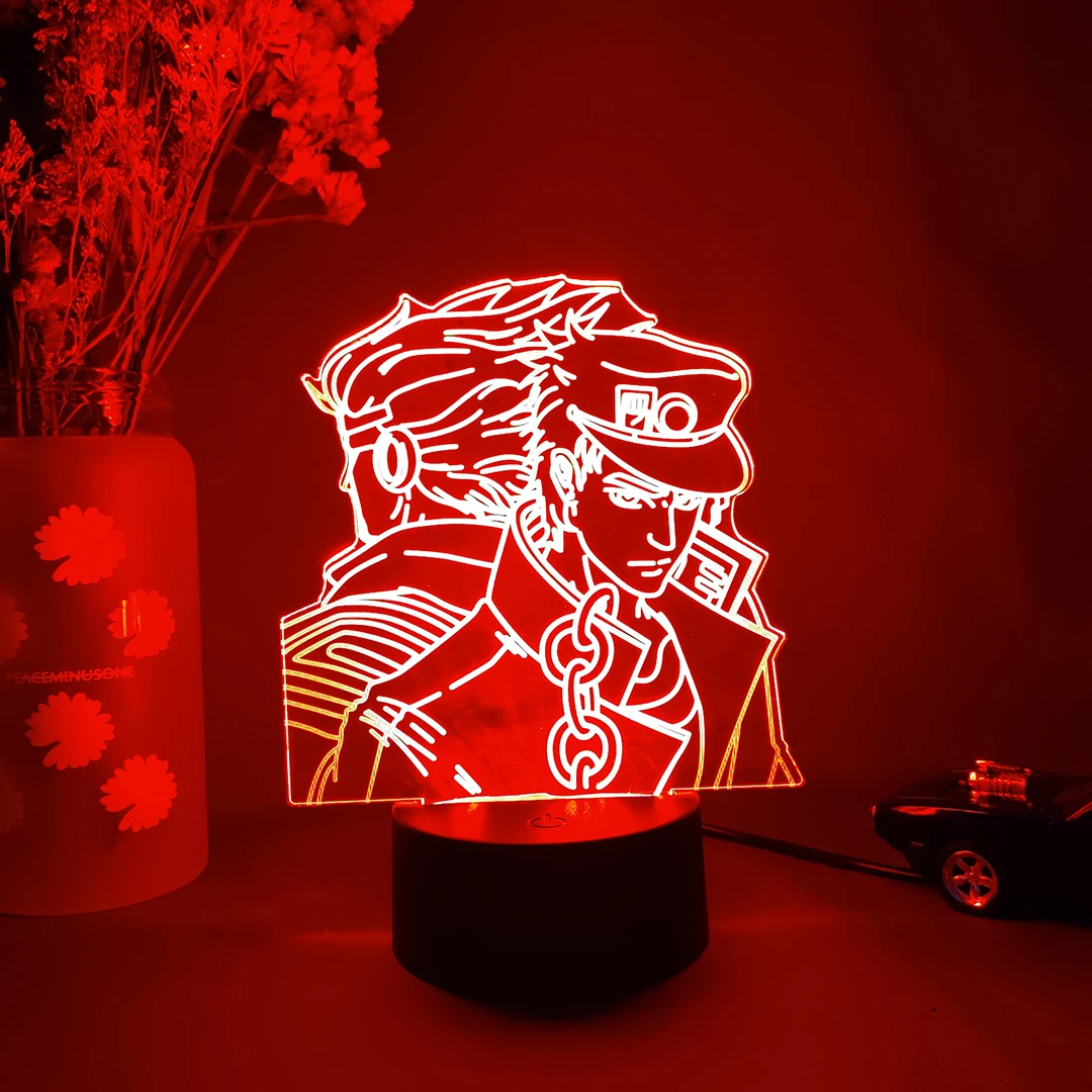 3D Anime Lamp JoJo's Bizarre Adventure JoJo Silhouette Laser Engraved Upward Lighting Novelty Gift Night Lights Bedroom Decor