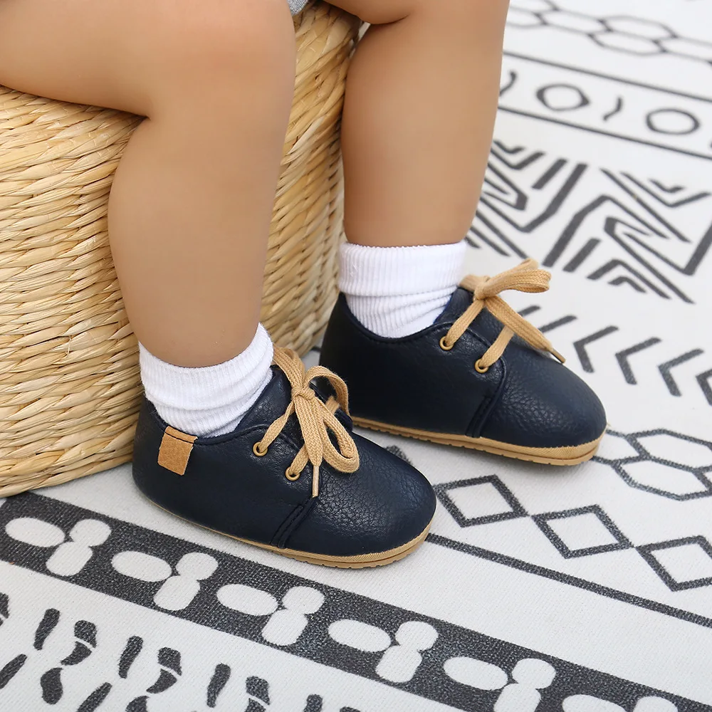 New Baby Shoes Retro Leather Boy Girl Shoes Multicolor Toddler Rubber Sole Anti-slip First Walkers Infant Newborn Moccasins