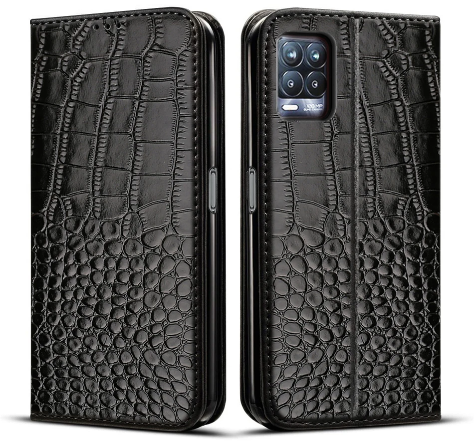 Leather Flip Wallet Phone Case with Card Holder and Stand Feature