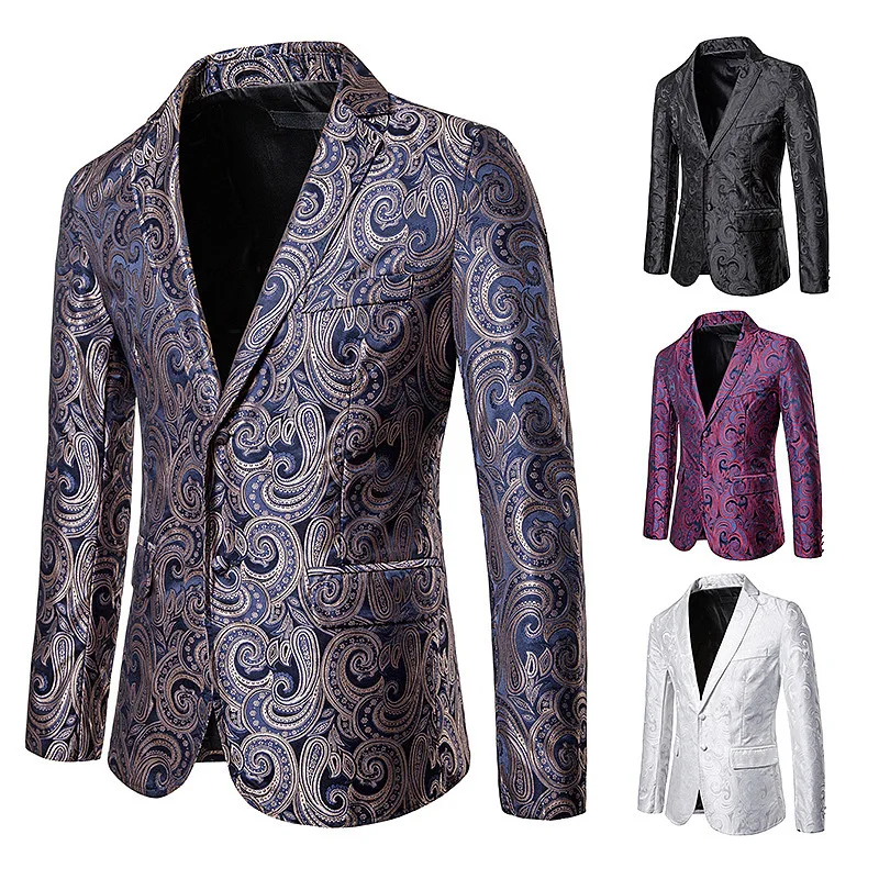 

New Style Fashion Men Casual Large Paisley Suit Jacket Jacket X67