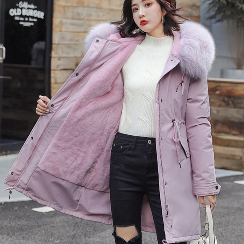 

Winter Jacket Women Women Jacket Plus Velvet Women Winter Coat Fur Hooded Jackets Plus Size XXL Fashion Thick Long Coat Women