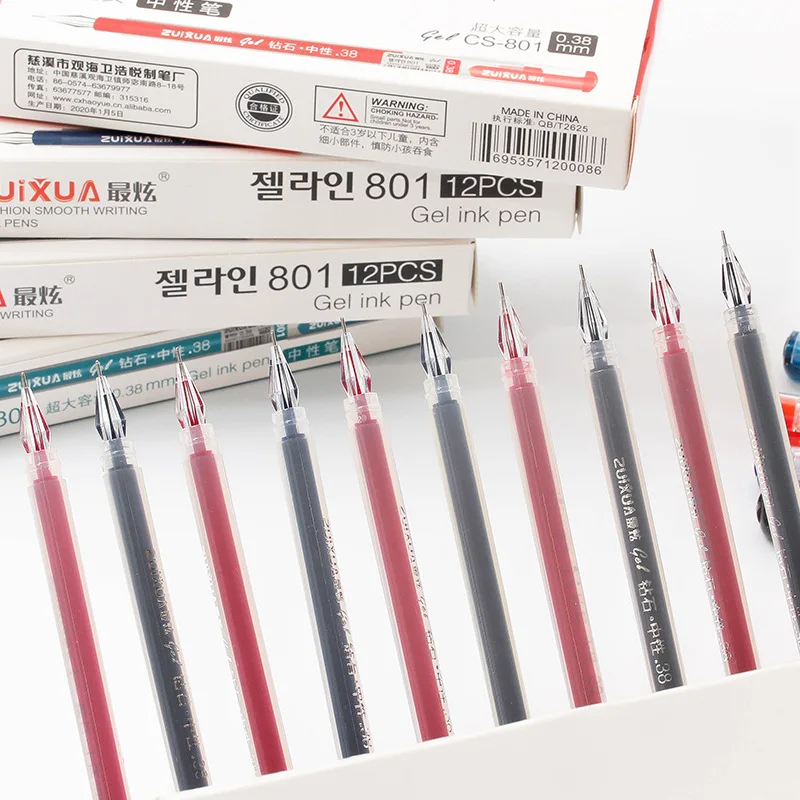 

12pcs/box Creative Fashion Diamond Nib 0.38mm Gel Pen Simple Signature Pen Office Student Stationery Pen 4 Colors Optional