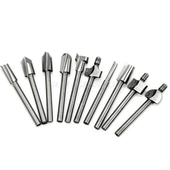 

HSS Router Bits Wood Cutter Milling Fits Dremel Rotary Tool Set 10pcs 1/8" 3mm