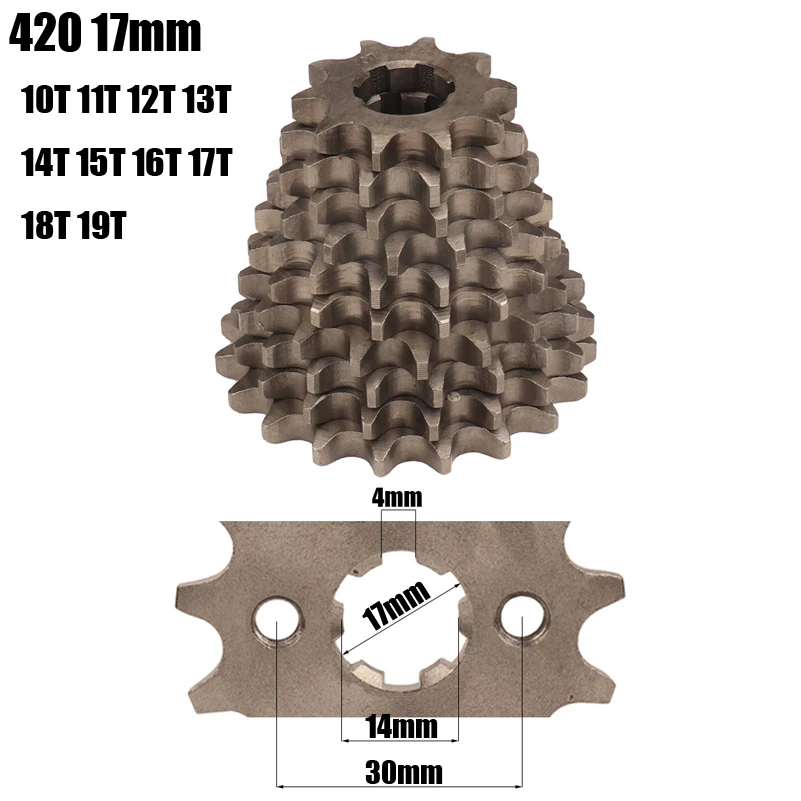 420 цепь 10T/11T/12T/13T/ 14T/15T/16T/17T/18T/19T 17 мм Звездочка переднего двигателя для мотоцикла ATV