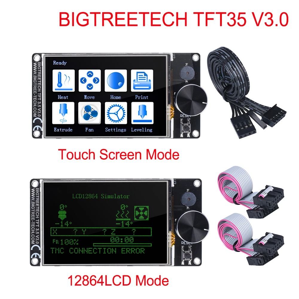 Цена BIGTREETECH TFT35 V3.0 сенсорный экран wifi 12864LCD дисплей 32 битный 3d принтер части для Ender 3 5 SKR V1.3 SKR PRO MKS TFT24 TFT35