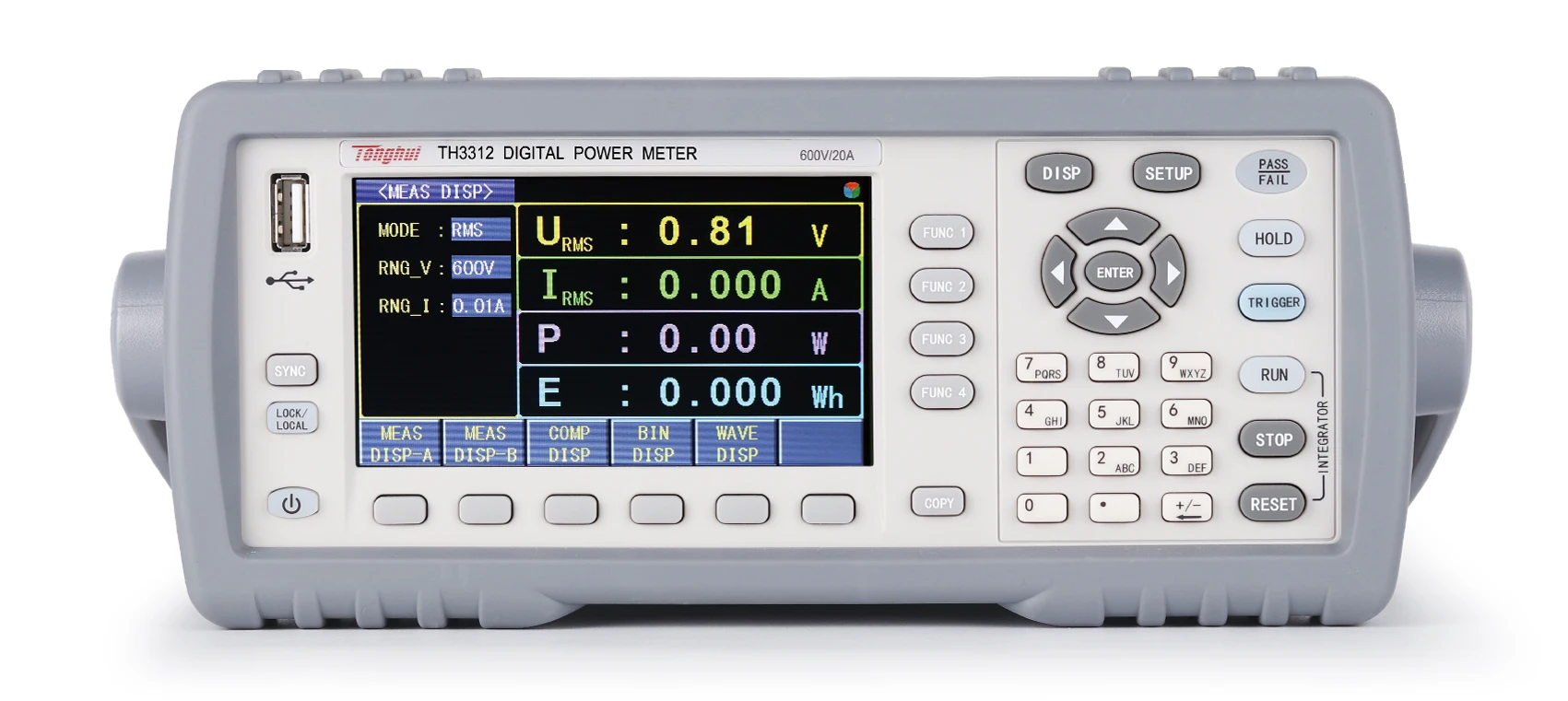 Tonghui TH3312 Single-phase AC&DC digital power meter AC/DC 600V,20A,TFT,power t