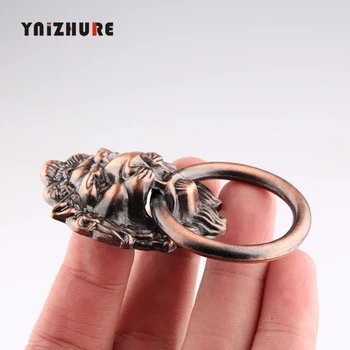 1pc 67 46mm Antique Wardrobe Cupboard Handle Kitchen Cabinet Handles Knobs Red Color High grade Lion Head Door Handle