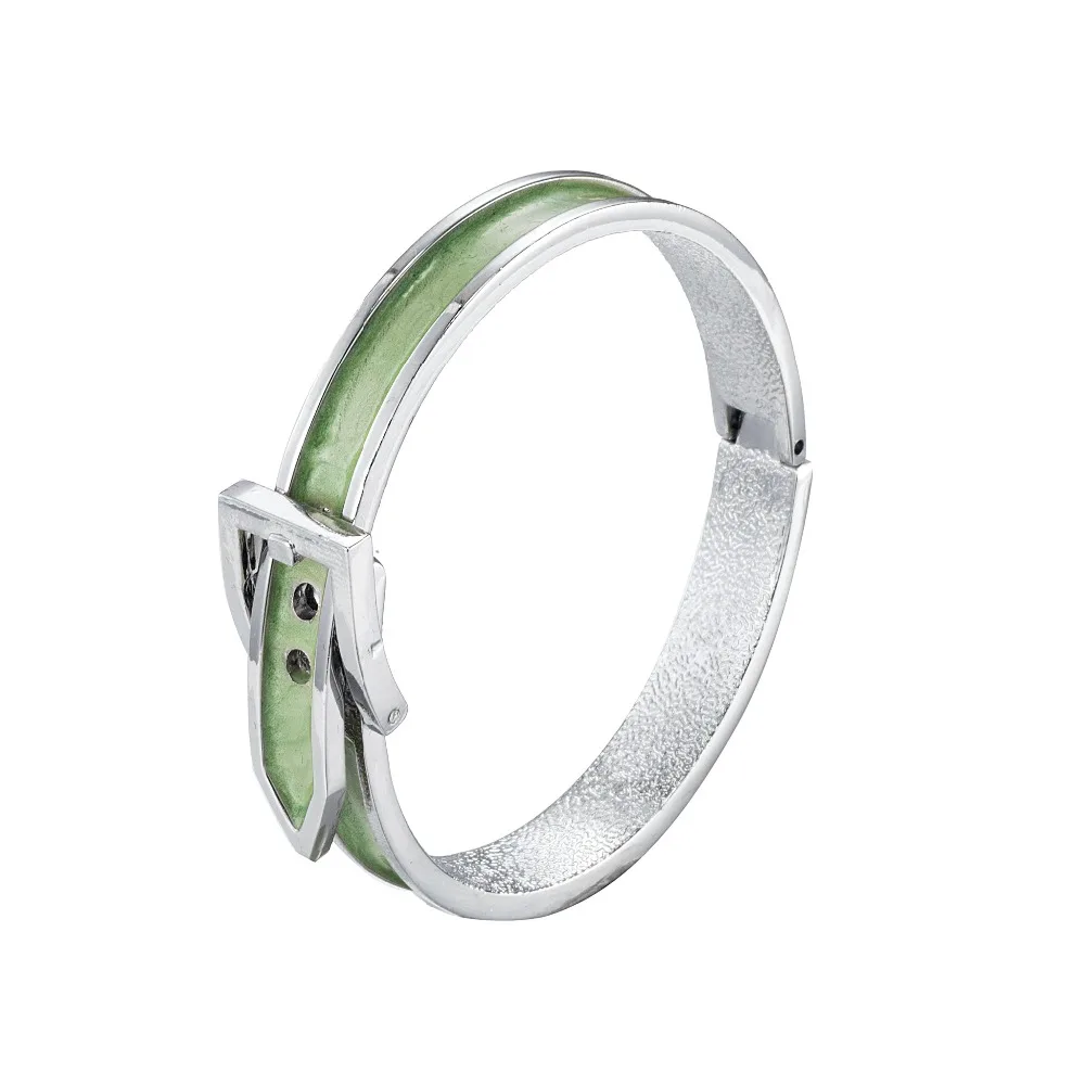 UJOY Belt Design Bracelet Light Green in Silver