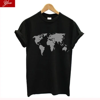 

world map Sarcastic Graphic t shirt women 100% Cotton funny T-shirt women casual streetwear loose hip hop Clothing t shirt homme