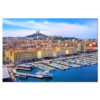 

Marseille France Cityscape Wallpaper Wall Art Posters Canvas Cloth Fabric Print Painting for Home Decor Picture