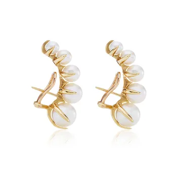 

European and American fashion niche brands gradually change Pearl ear nails female exaggeration temperament vintage earrings