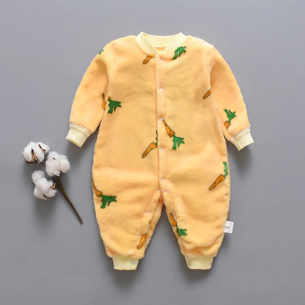 Комплект одежды для новорожденных с рисунком динозавра из мультфильма флисовый теплый комбинезон, спортивный костюм мягкие пижамы-комбинезоны для детей; зимний комбинезон