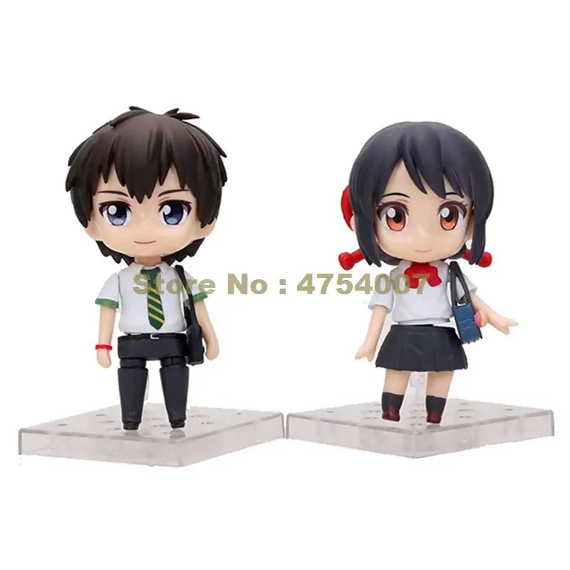 

2pcs/lot anime your name q nendoroid 801# tachibana & 802# mitsuha action figure collection model 10cm Toy